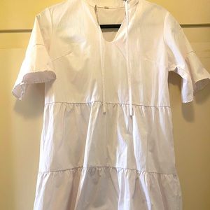 White fringe mini dress midsleeve never worn unknown brand no tags brand new